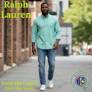 Ralph Lauren Men's‎ XL Plaid Oxford Shirt – Custom Fit, Box Pleat, 100% Cotton